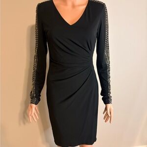 Guess Black Long Sleeve Dress with Embellished Details